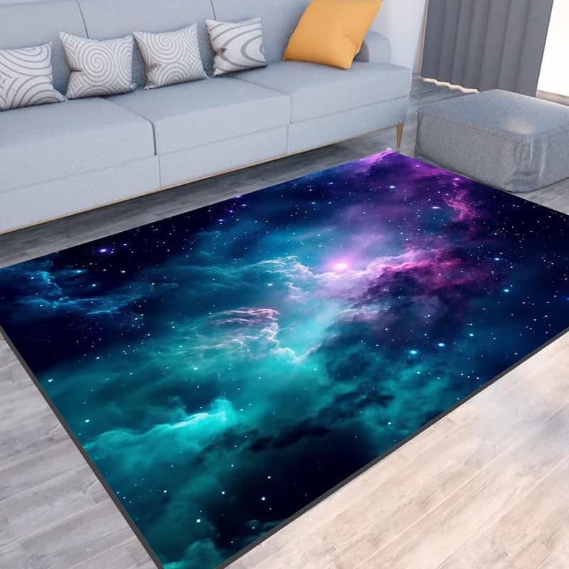 Galaxy Area Rug - Dark Blue Starry Sky for Kids Room, 59
