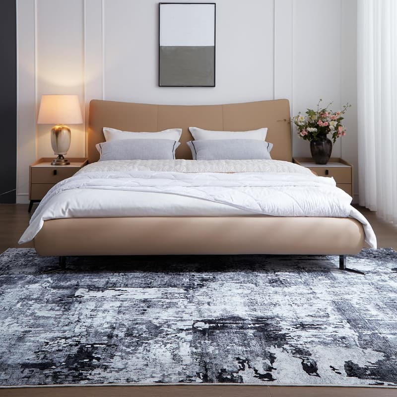 Boho Abstract 5x7 Washable Area Rug - Soft Non-Slip Faux Wool