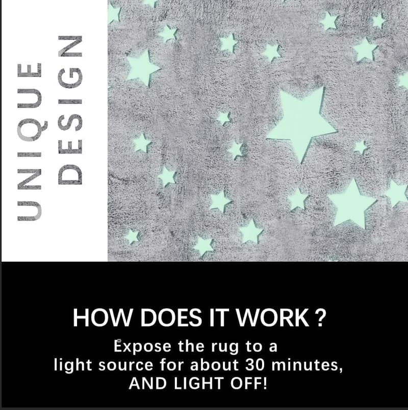 Glow-in-the-Dark Star Area Rug for Kids’ Room - 5'x6' Rectangular Mat