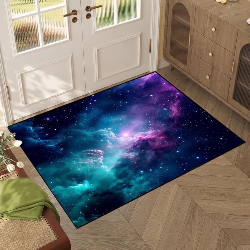 Galaxy Area Rug - Dark Blue Starry Sky for Kids' Room, 2.6' x 3.9'