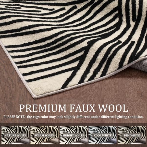Washable 8x10 Ft Non-Shedding Striped Area Rug - Black & White