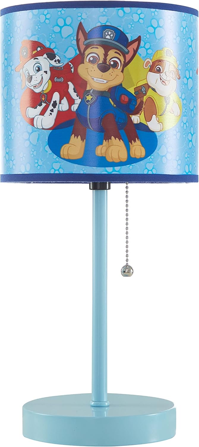 Paw Patrol Kids Table Lamp with Pull Chain - Chase, Rubble & Marshall
