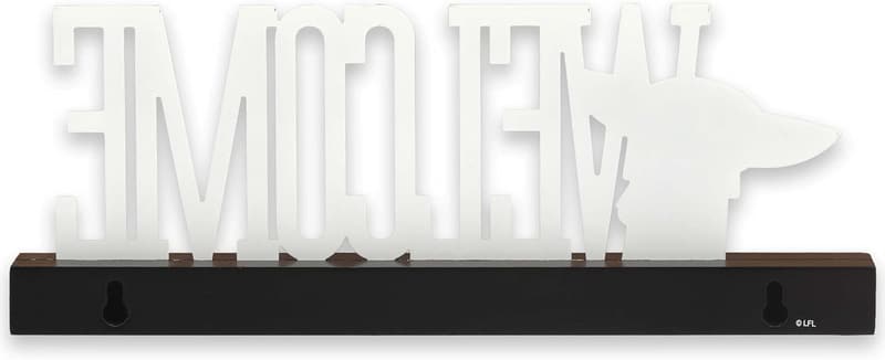 Baby Yoda Tabletop Decor - Metal Welcome Sign on Black Base