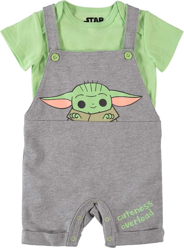 Baby Yoda Baby Shortall Romper and T-Shirt Set for Boys