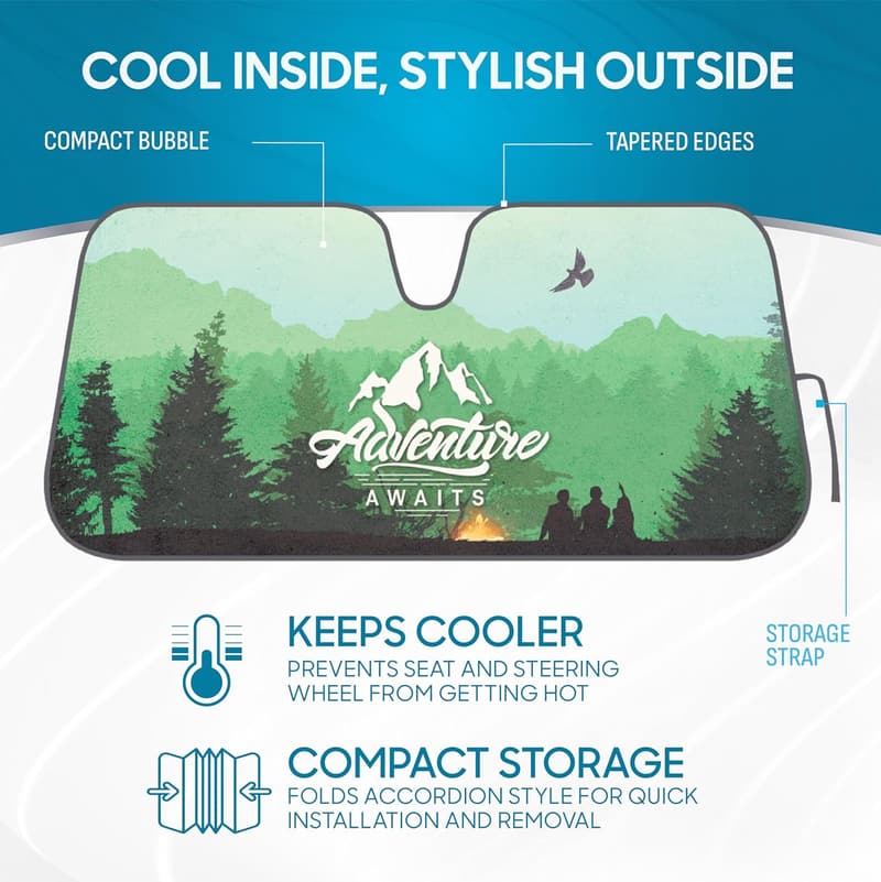 Car Windshield Sunshade - Accordion Folding UV Ray Blocker (58