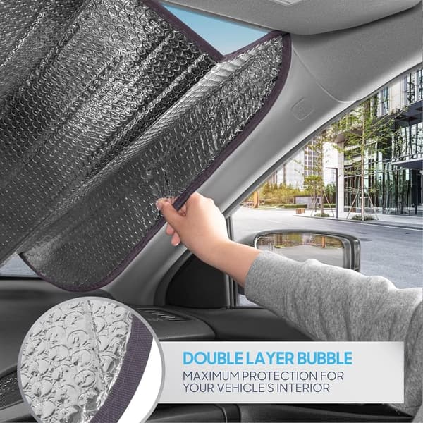 Car Windshield Sunshade - Accordion Folding UV Ray Blocker (58
