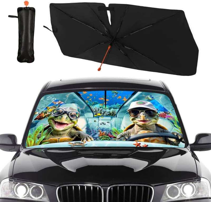 Foldable Turtles Car Sun Shade Umbrella - UV Ray Protection