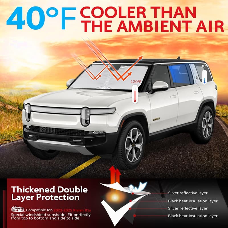 Custom Fit Windshield Sun Shade for 2022-2025 Rivian R1S