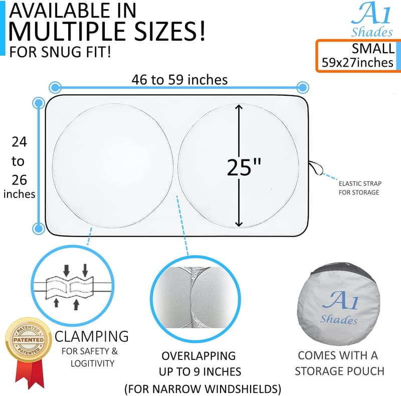 Retractable Car Sun Shade with Storage Pouch