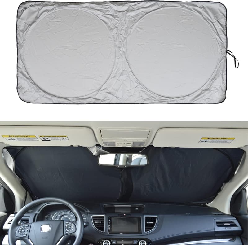 Retractable Car Windshield Sun Shade with Storage Pouch