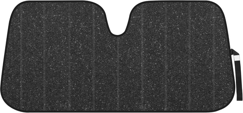 Auto Sunshade - Accordion Folding UV Blocker - 57 x 27 Inch, Black Glitter