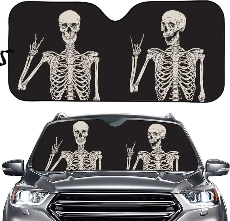 Gothic Skull Sunshade – UV-Blocking Car Windshield Protector