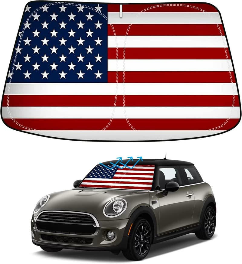 USA Patriotic Car Windshield Sun Shade for BMW MINI Cooper 2014-2025