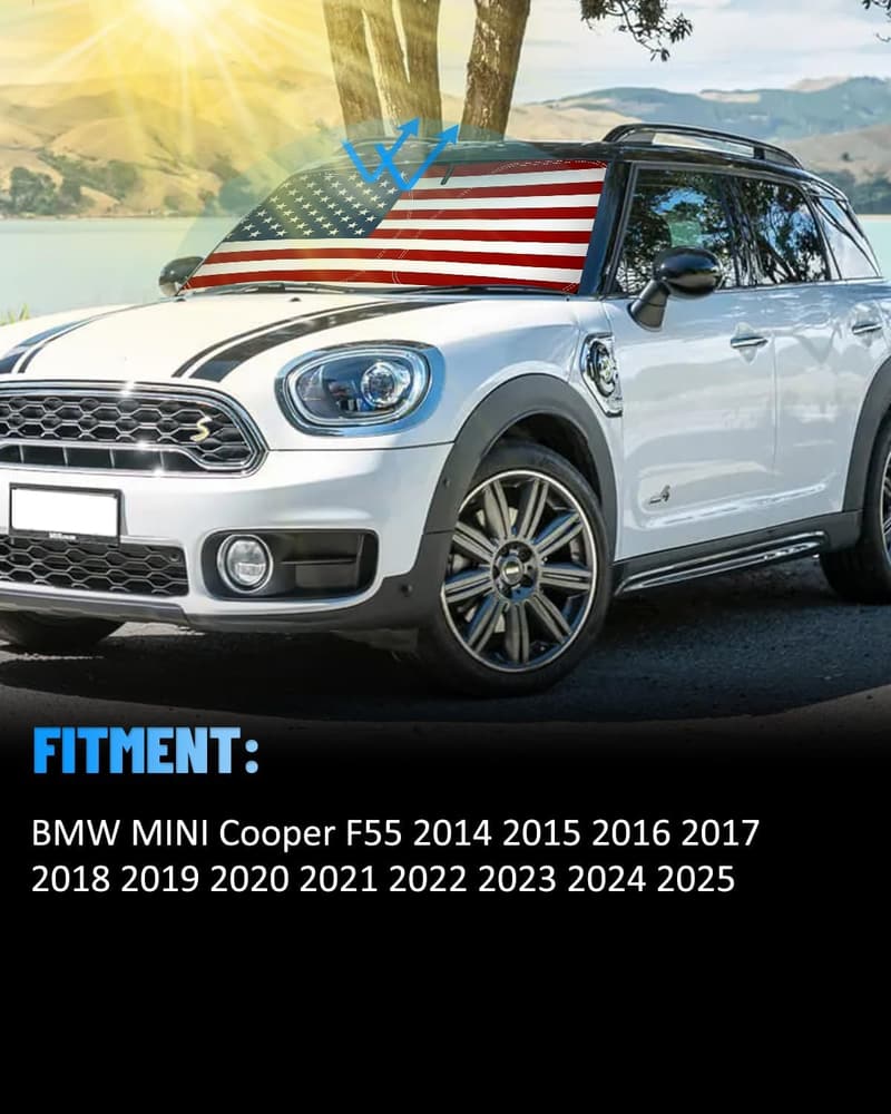 USA Patriotic Car Windshield Sun Shade for BMW MINI Cooper 2014-2025
