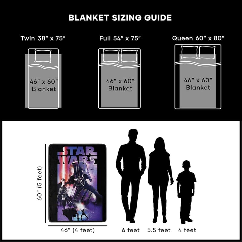 Star Wars Darth Vader Micro Raschel Throw Blanket, 46