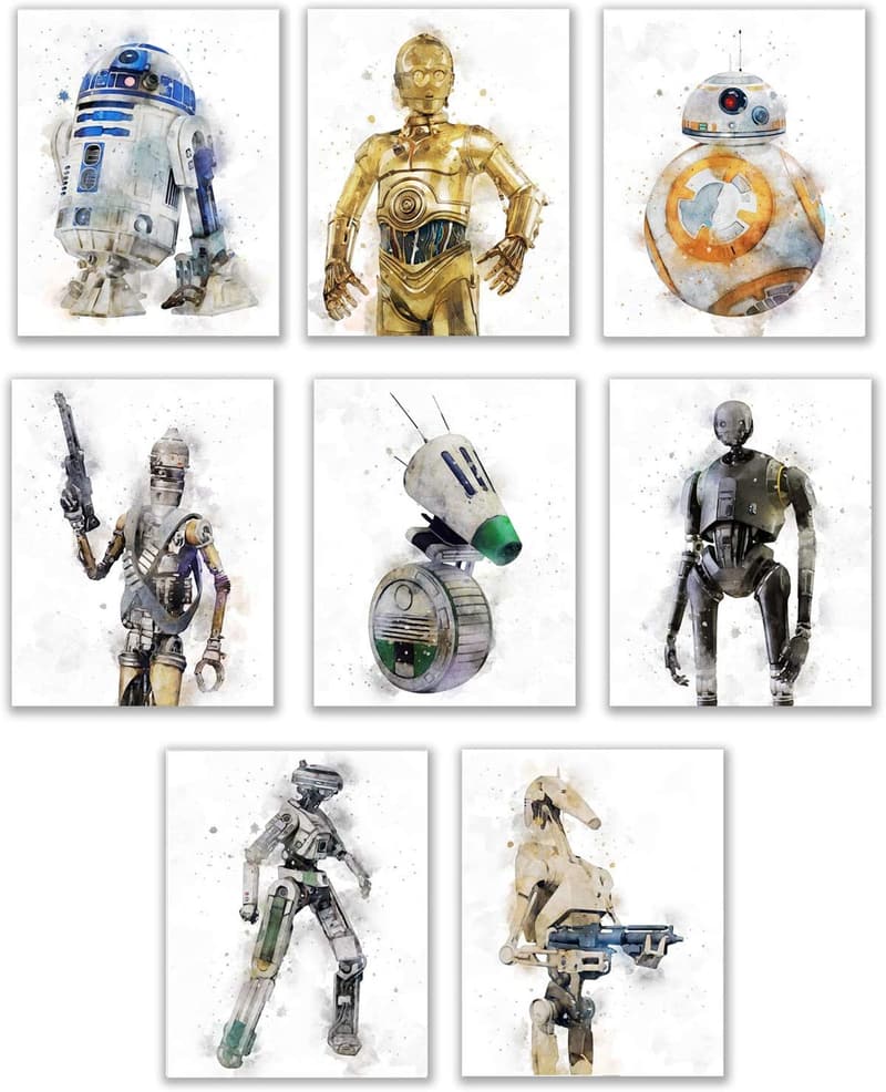 Star Wars Droids Wall Art Prints - Set of 8 Unframed 8x10
