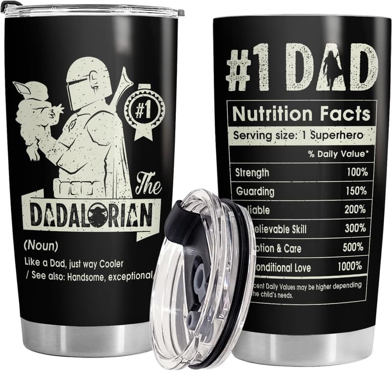 Father's Day Stainless Steel Tumbler with Lid, 20 oz