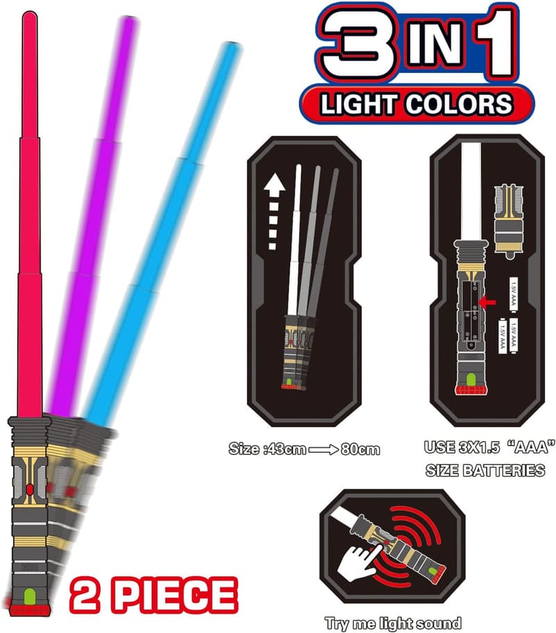 Light Up Dual Saber with FX Sound for Kids' Halloween Fun