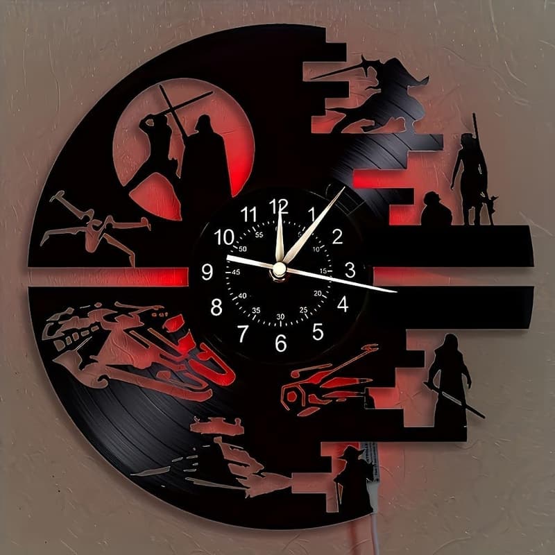 Star Science Fiction Vinyl Wall Clock with LED Light - 12 Inch