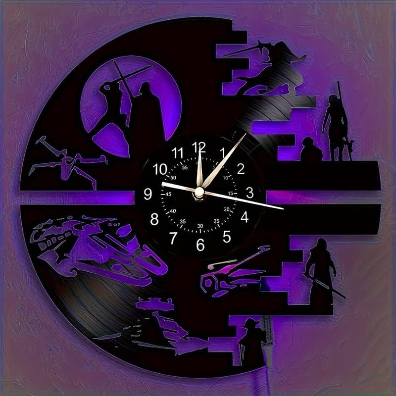 Star Science Fiction Vinyl Wall Clock with LED Light - 12 Inch