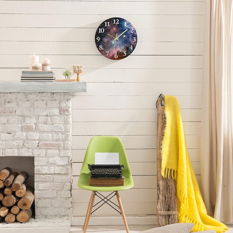 Galaxy Space Silent Wall Clock - 10 Inch Battery Operated Decor