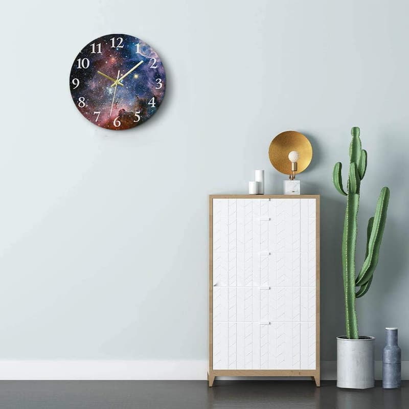 Galaxy Space Silent Wall Clock - 10 Inch Battery Operated Decor