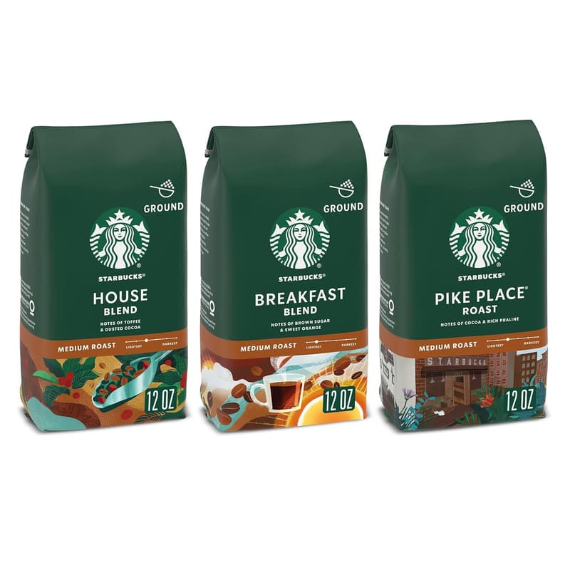 Starbucks Medium Roast Ground Coffee Variety Pack - 3 x 12 oz Bags
