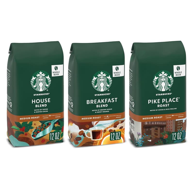 Starbucks Medium Roast Whole Bean Coffee Variety Pack - 3 Bags