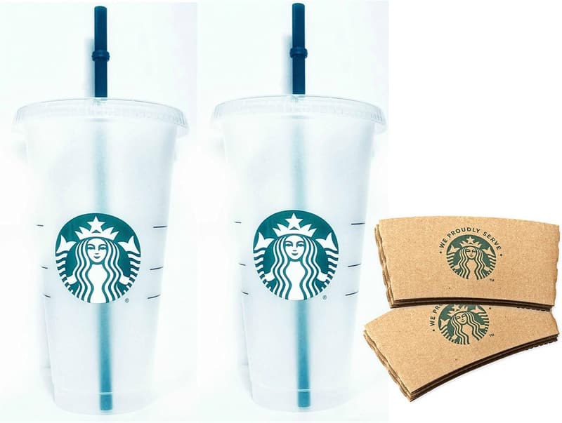 Starbucks 24 oz Reusable Frosted Drink Cup Set with Sleeves
