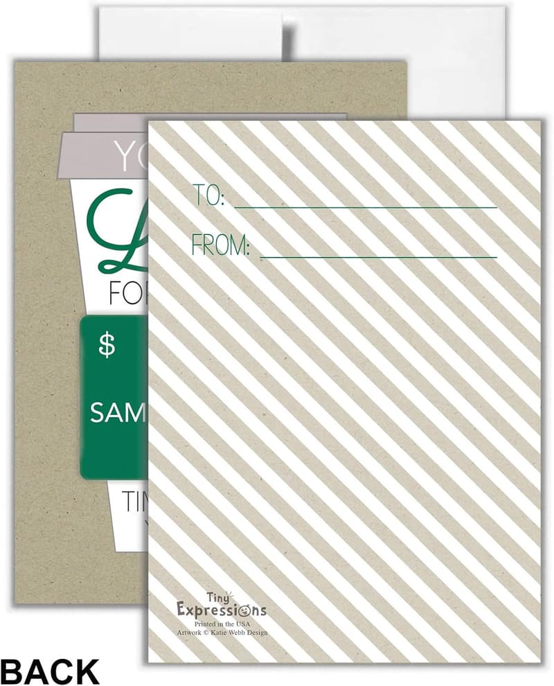 Thanks a Latte Coffee Gift Card Holders Set of 4 with Envelopes
