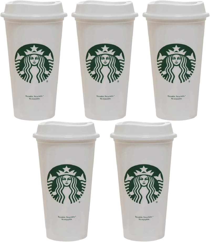 Set of 5 Reusable 16oz Hot Cups with Lid