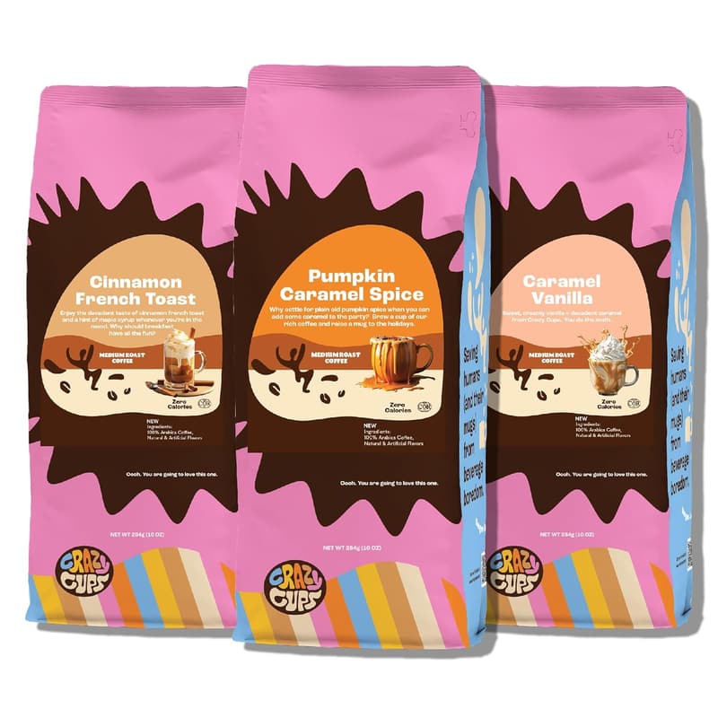 Flavored Ground Coffee Variety Pack - 10 oz Bags, 3 Flavors