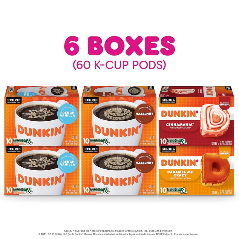 Dunkin' Mixed Flavor Coffee Variety Pack, 60 K-Cup Pods