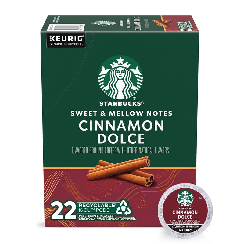 Cinnamon Dolce Coffee Pods for Keurig - 100% Arabica (22 Pods)