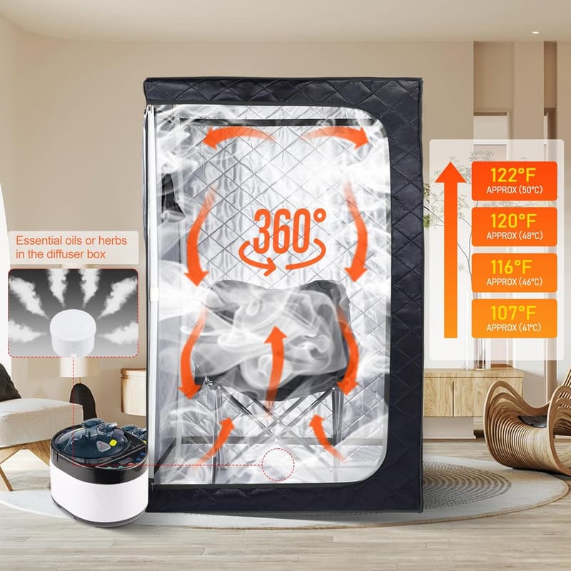 Portable Steam Sauna with Remote Control & Timer (Black)