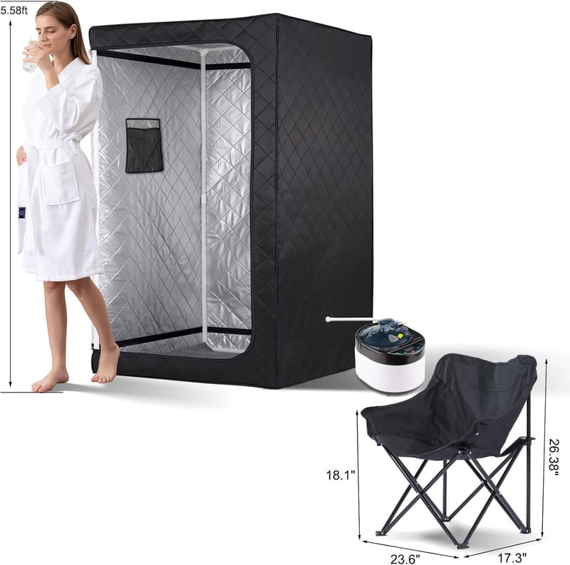 Portable Steam Sauna with Remote Control & Timer (Black)