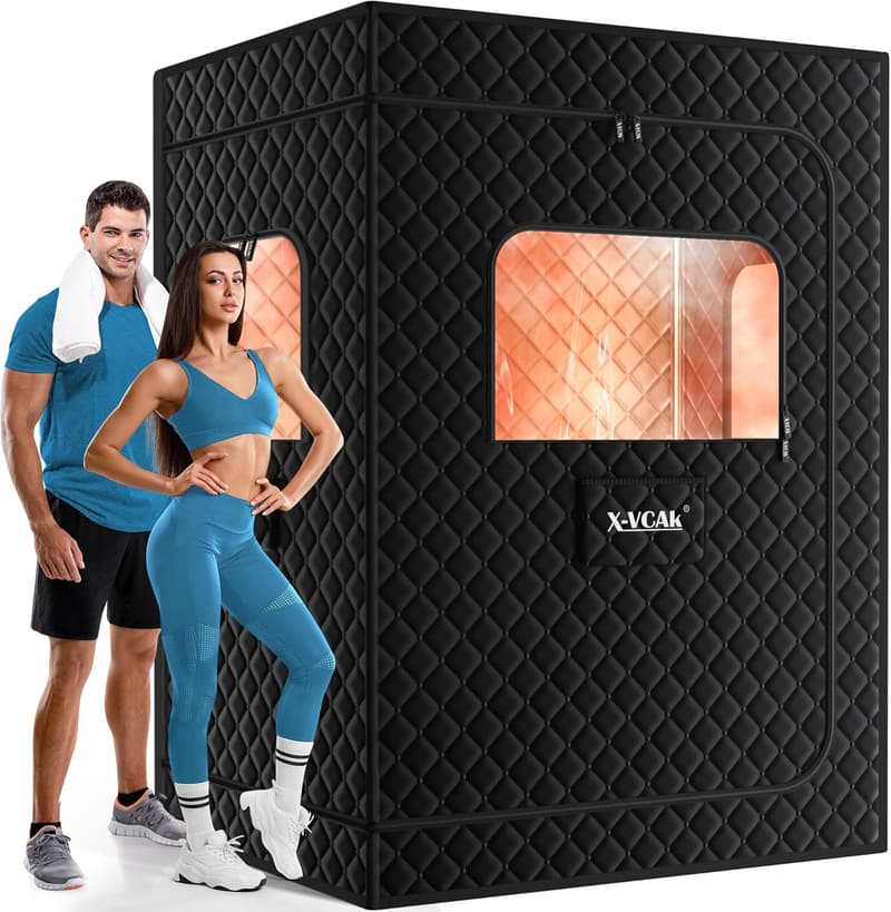 Portable Extra Large Steam Sauna Tent for Two, Black