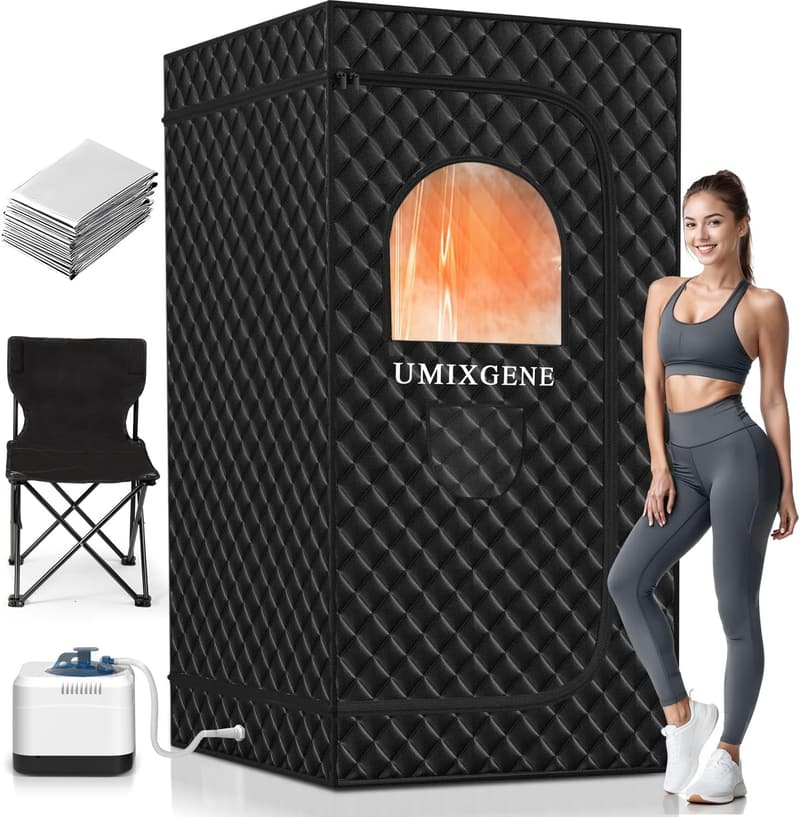 Portable Home Sauna with 10 Heating Blankets & 3L Steamer