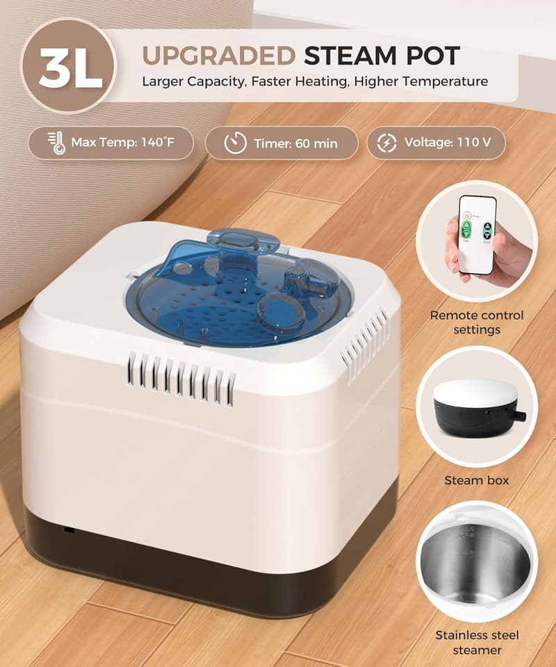 Portable Home Sauna with 10 Heating Blankets & 3L Steamer