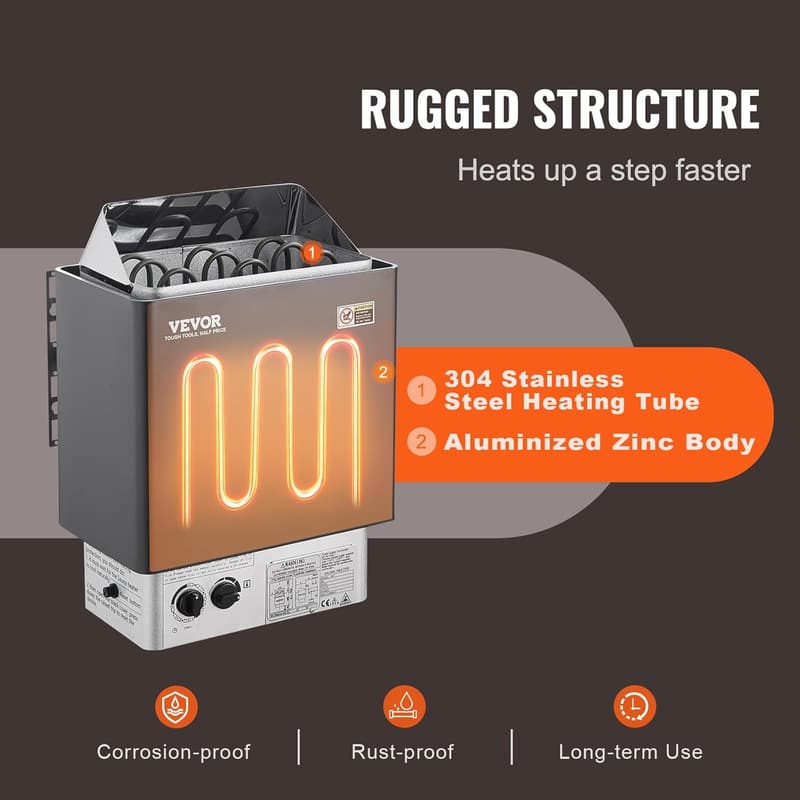 VEVOR 4.5KW Electric Sauna Heater with 3h Timer & Temp Control