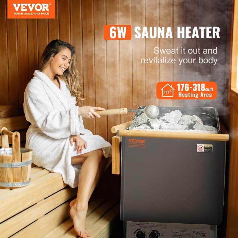 220V Electric Sauna Heater with 3h Timer & Adjustable Temp for Home Spa