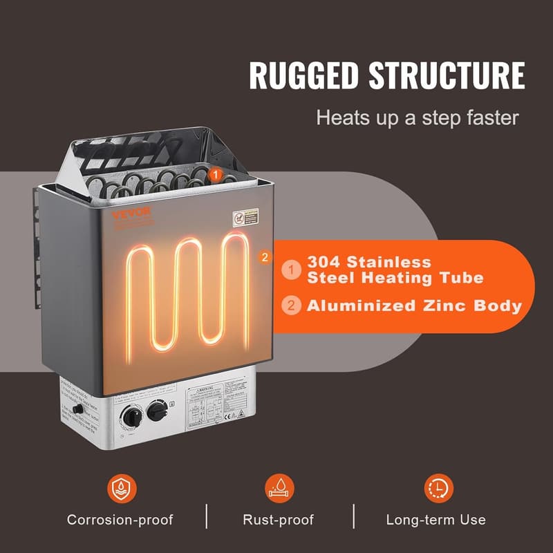 220V Electric Sauna Heater with 3h Timer & Adjustable Temp for Home Spa