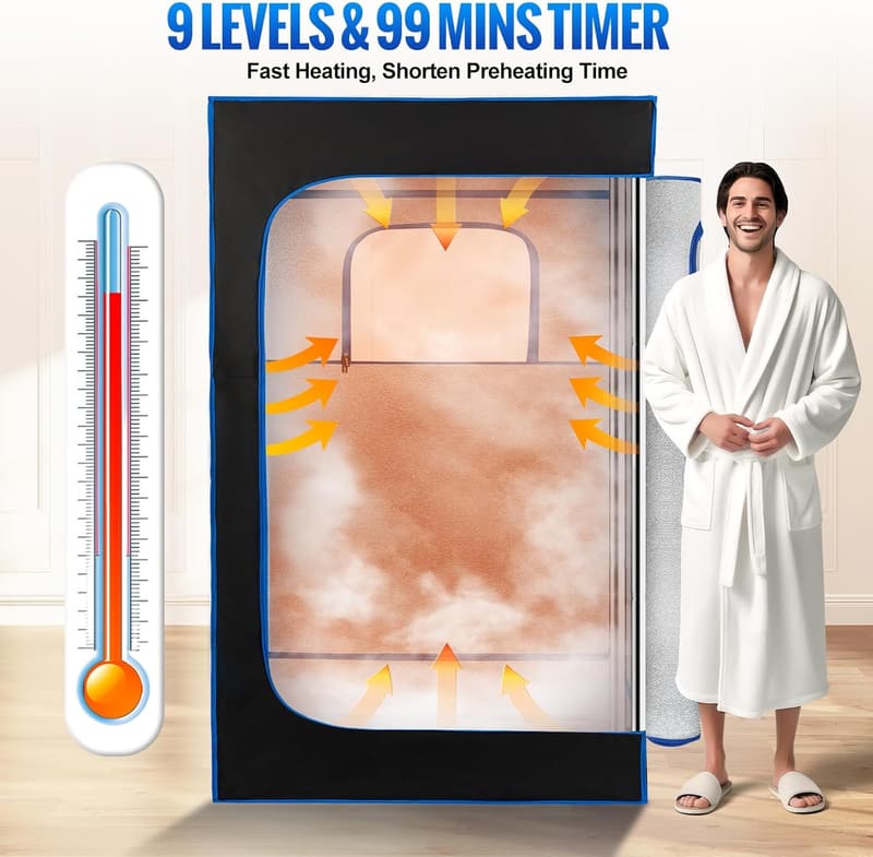 Home Portable Steam Sauna Tent with Remote Control & Chair