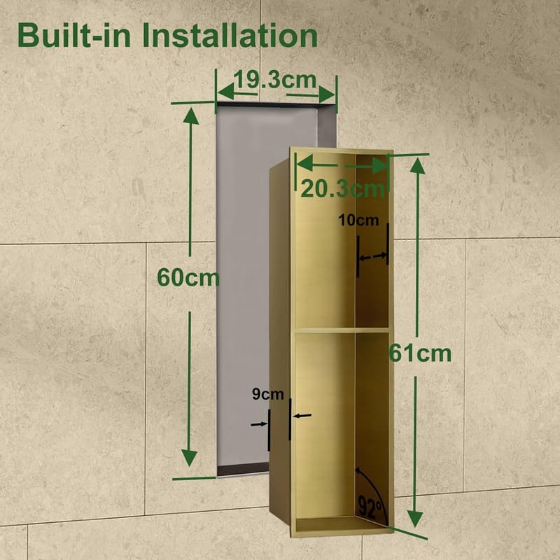 Stainless Steel Recessed Shower Niche Organizer