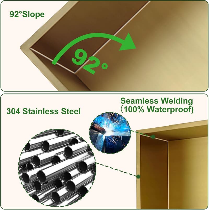 Stainless Steel Recessed Shower Niche Organizer