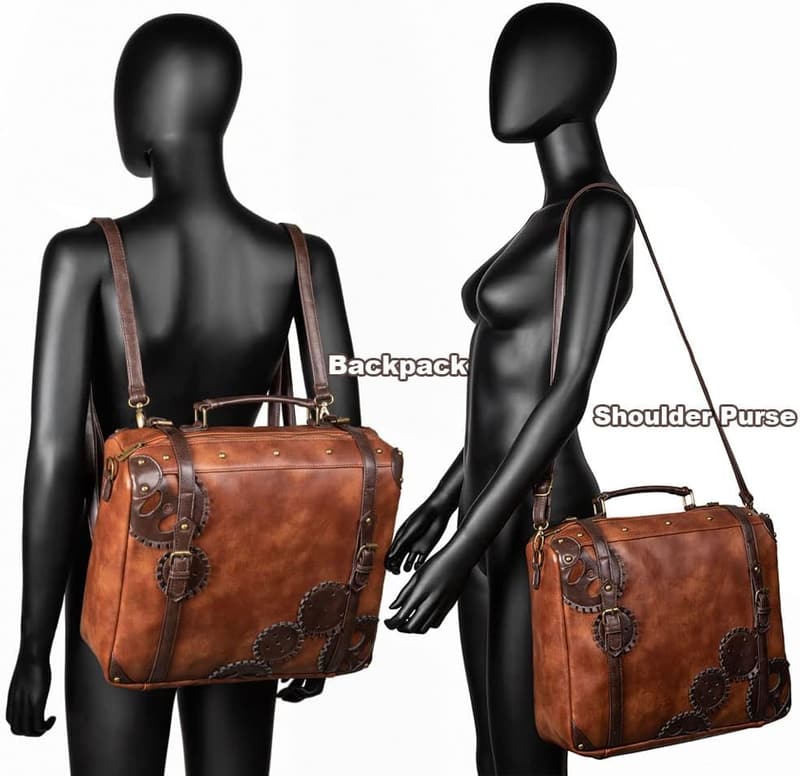 Gothic Leather Messenger Bag - Retro Steampunk Satchel for Women