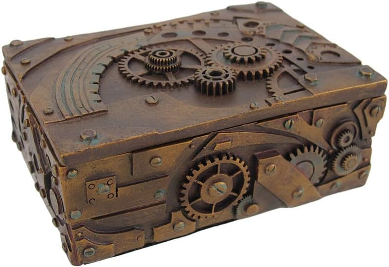 Steampunk Mechanical Jewelry Trinket Box - 5 Inch Figurine