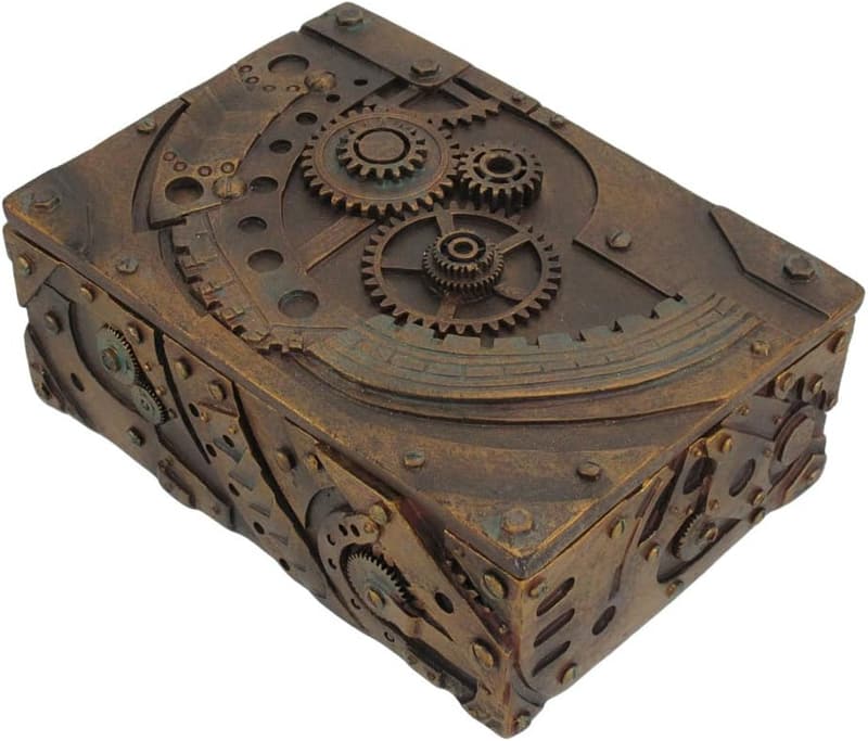 Steampunk Mechanical Jewelry Trinket Box - 5 Inch Figurine