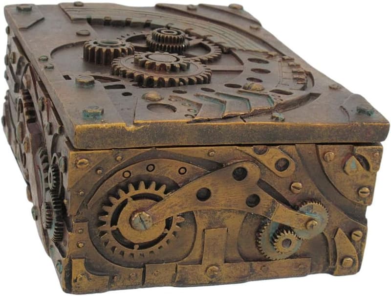 Steampunk Mechanical Jewelry Trinket Box - 5 Inch Figurine
