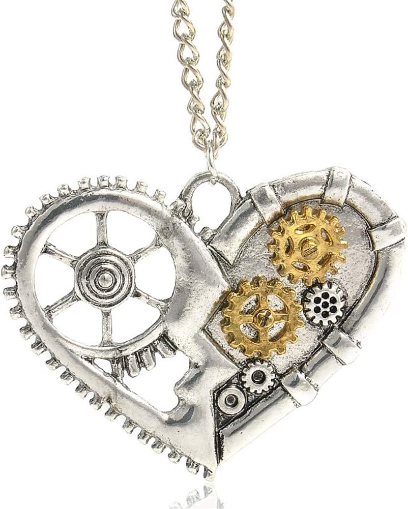 Vintage Steampunk Gear Pendant Necklace for Women